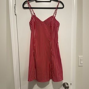 ModCloth Floating on Cloud Nineties Shift Dress (red and white stripes, size xs)